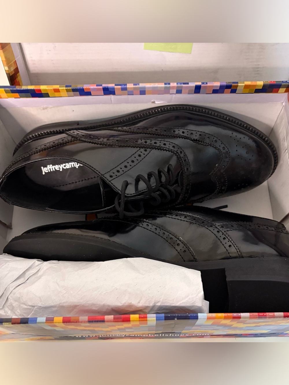 NWT Jeffrey Campbell Moyra Wingtip Black Leather Oxford Shoe 8 - Picture 9 of 11